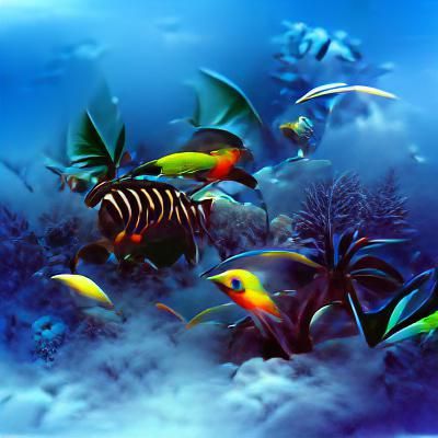 Tropical Fish in Underwater Ocean Scene