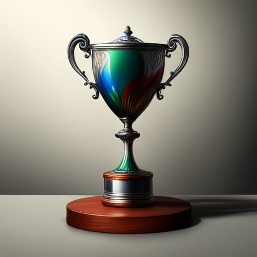 Hyperrealistic Trophy in Vibrant Splash Art Style