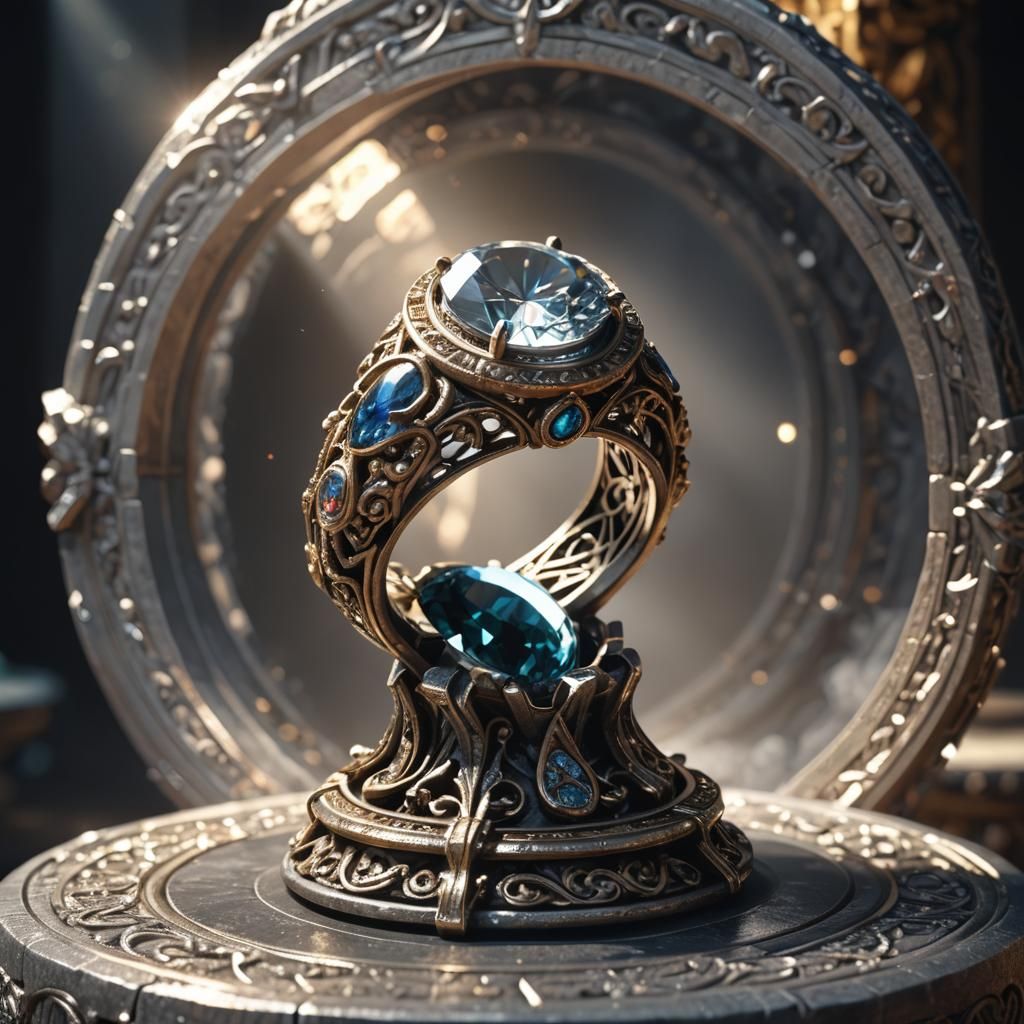 Magic Ring on Ancient Pedestal: Hyperrealistic 3D Render
