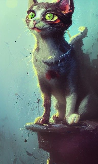 Detailed Portrait of a Cute Bloody Cat