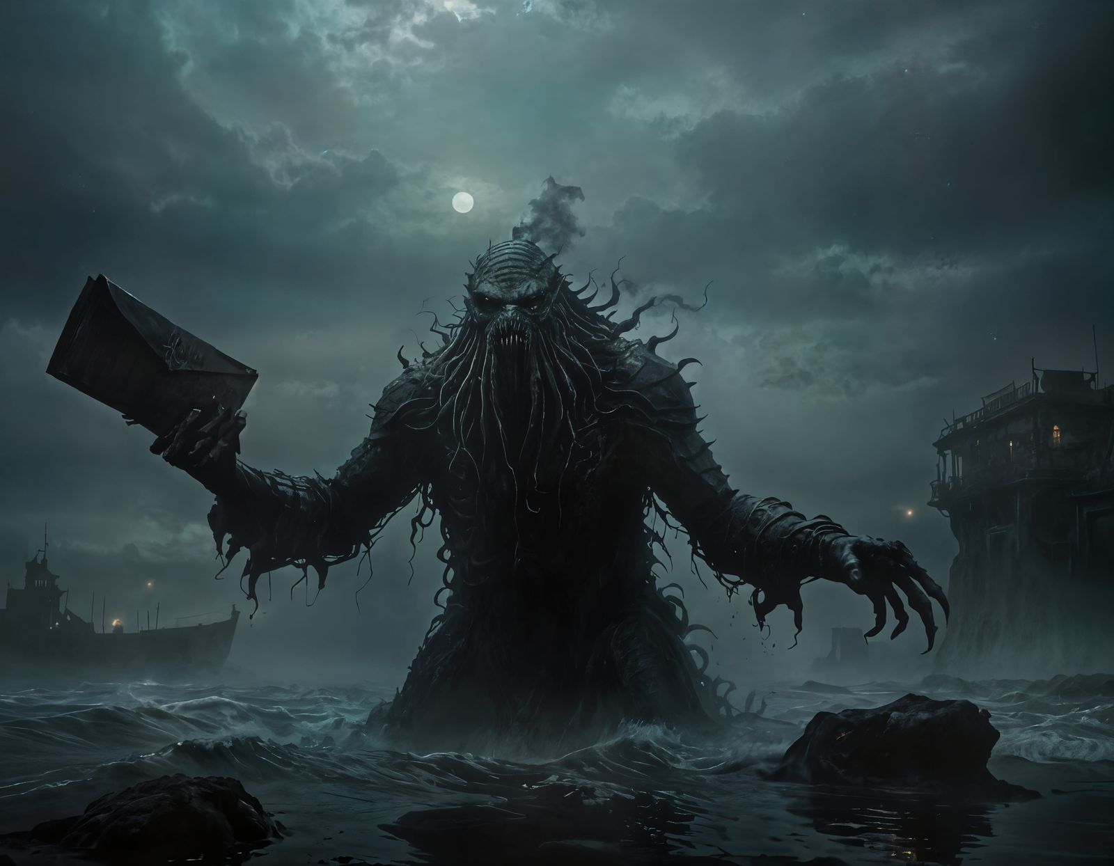 Dark Fantasy Waters of Innsmouth: Cinematic Matte Painting