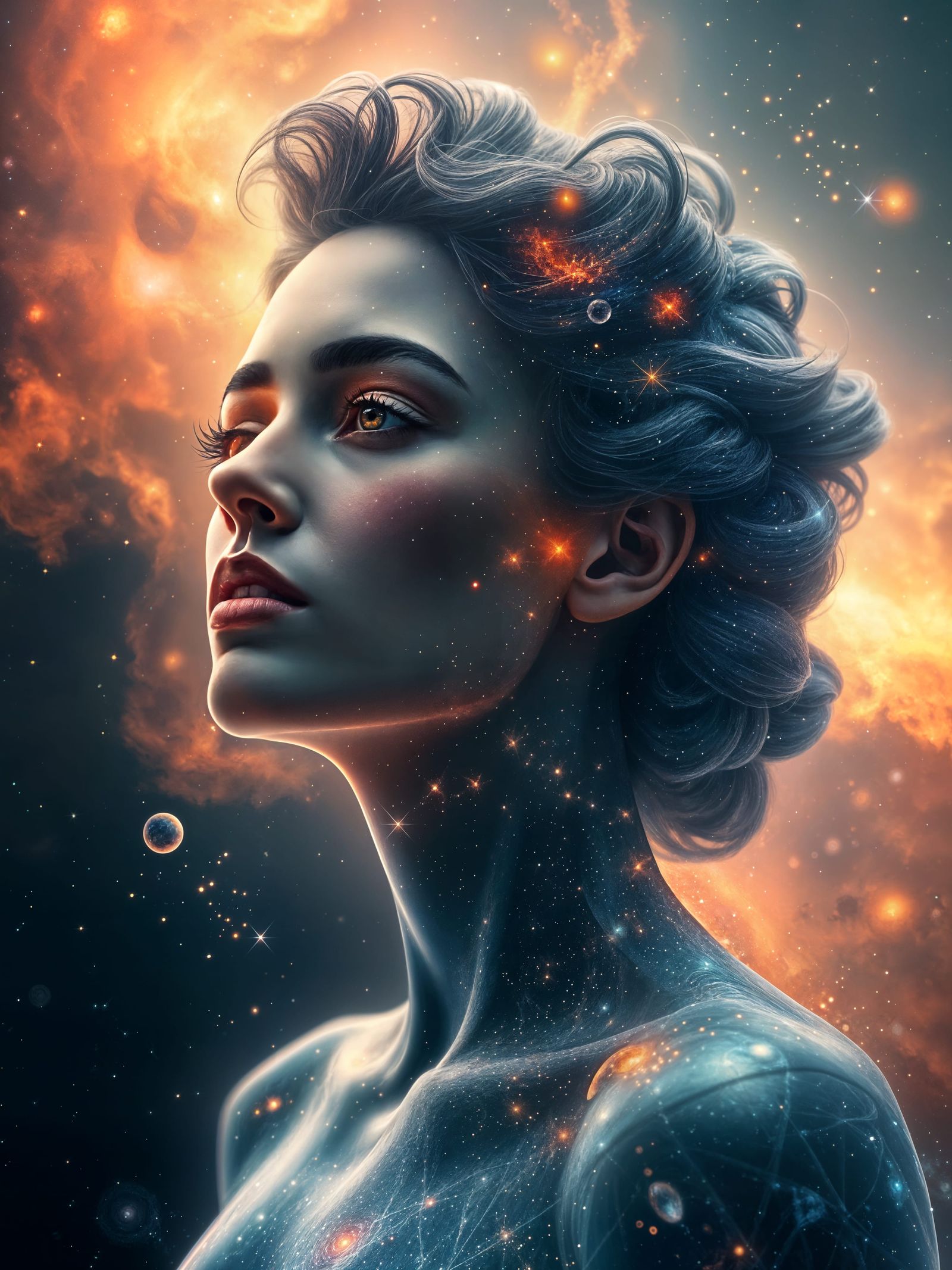 Cosmic Goddess Radiates Ethereal Light in Surreal Digital Ar...