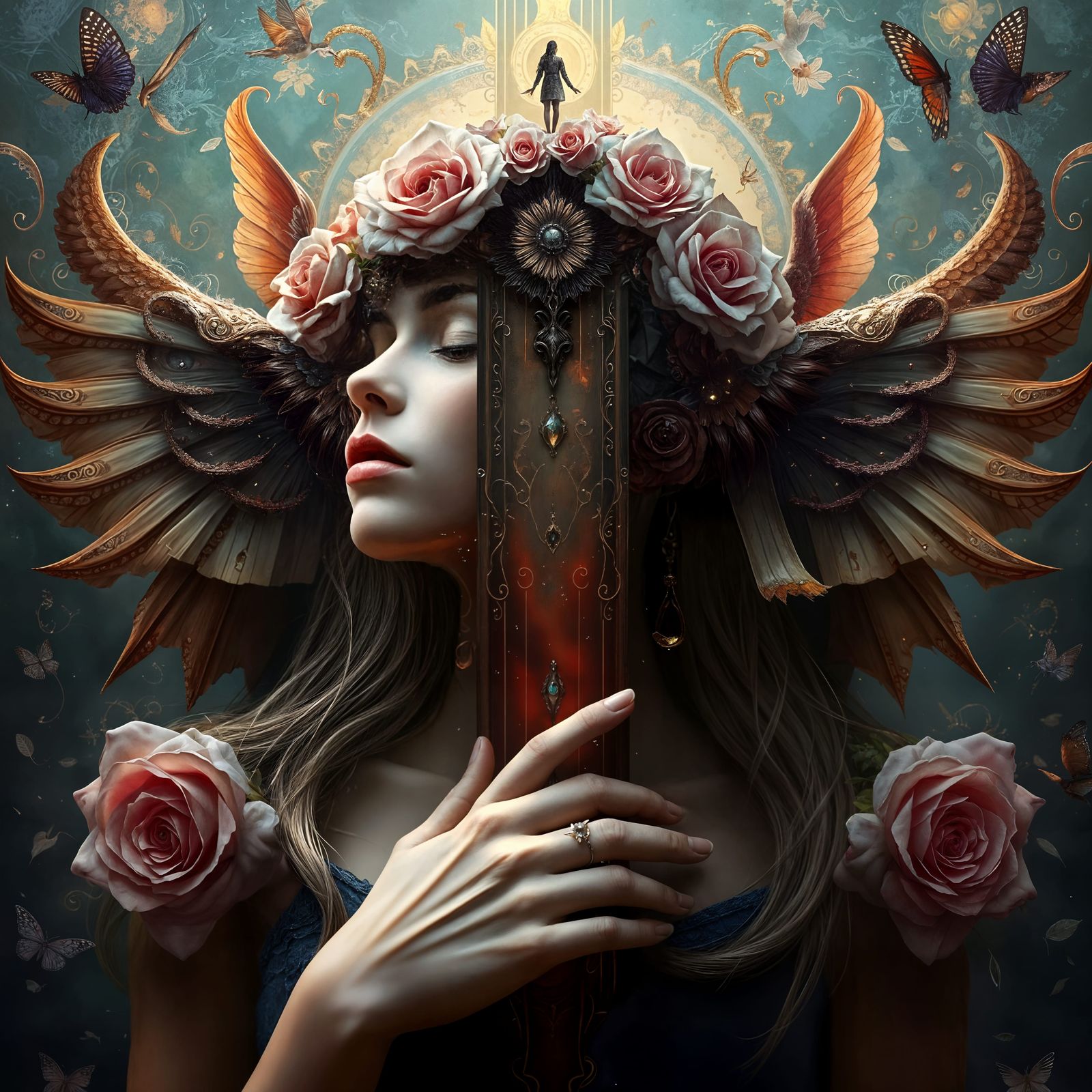 Serene Guidance and Symmetry in Fantasy Art