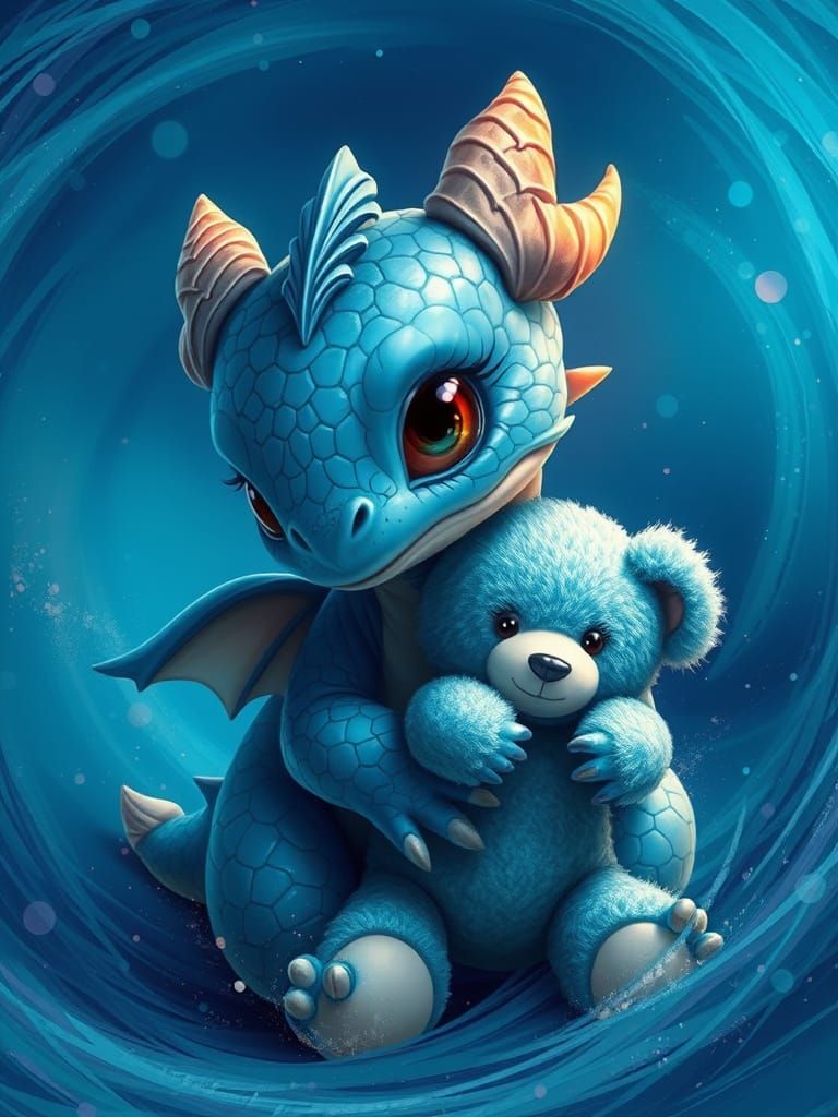 Baby Dragon in Dreamy Splash Art