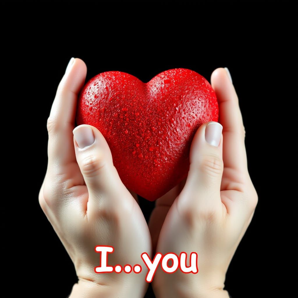 Stylized Heart Cradled in Hands, Candy Art Style