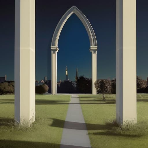 Glistening Grass in Cityscape, Ink Drawing