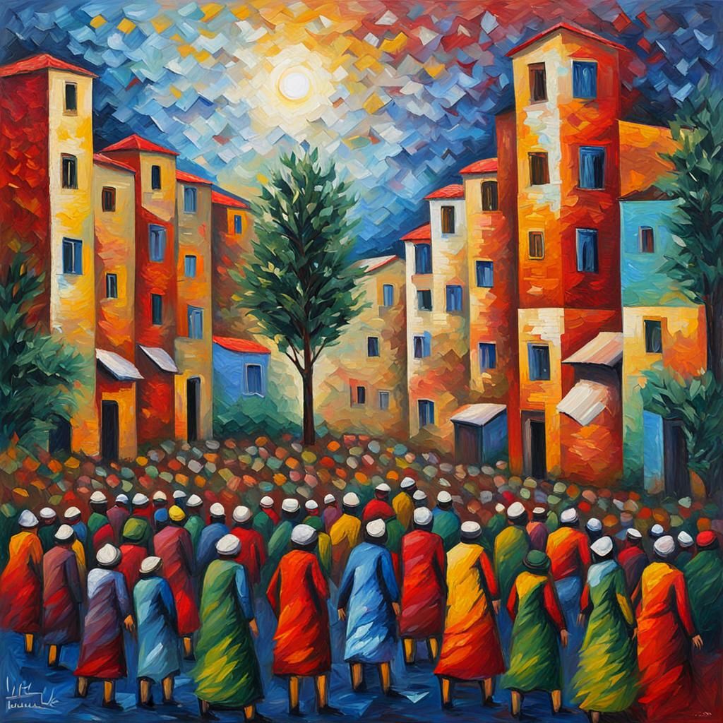 Free Palestine: Expressionist Impasto Oil Painting