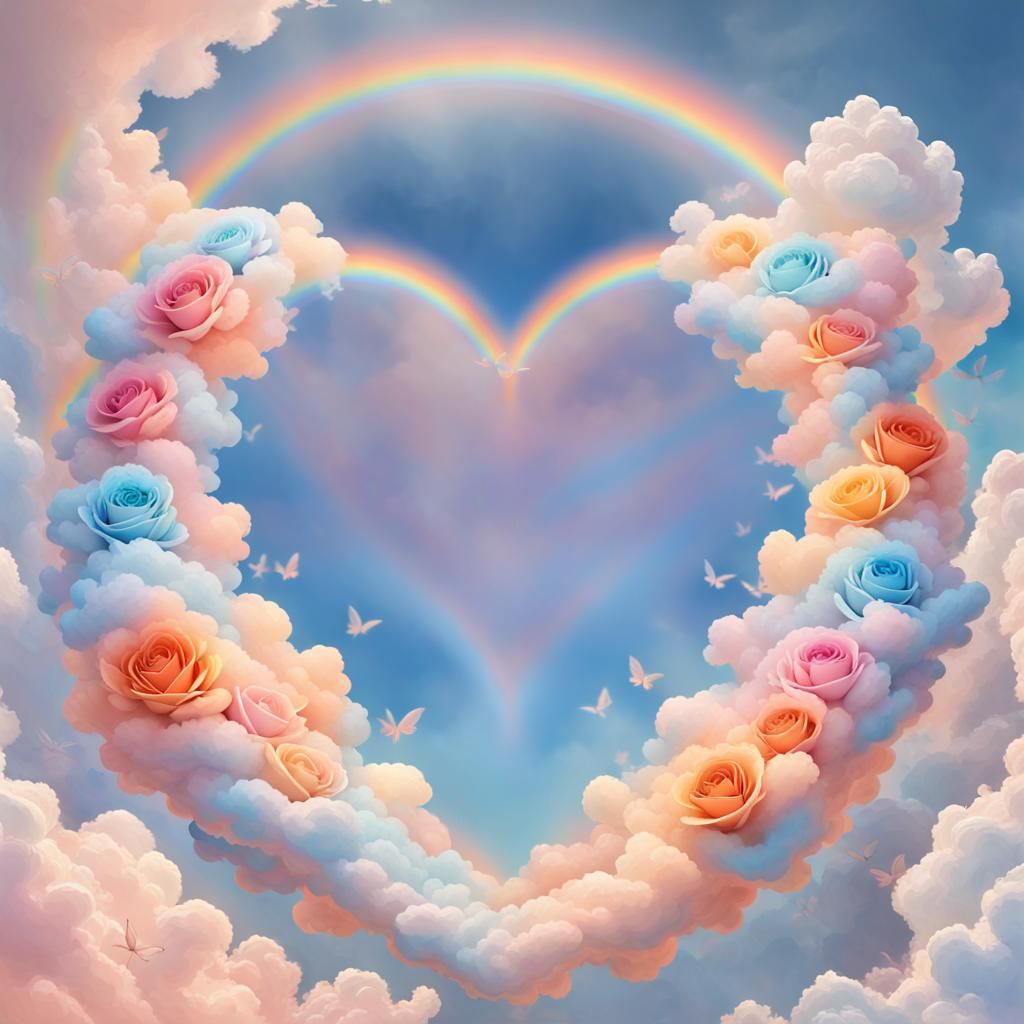 Pastel Heart Cloud Formation in Digital Art