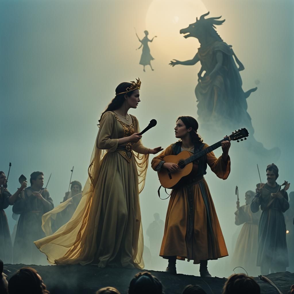 Surreal Stage Show with Hermes and Shadow Puppets