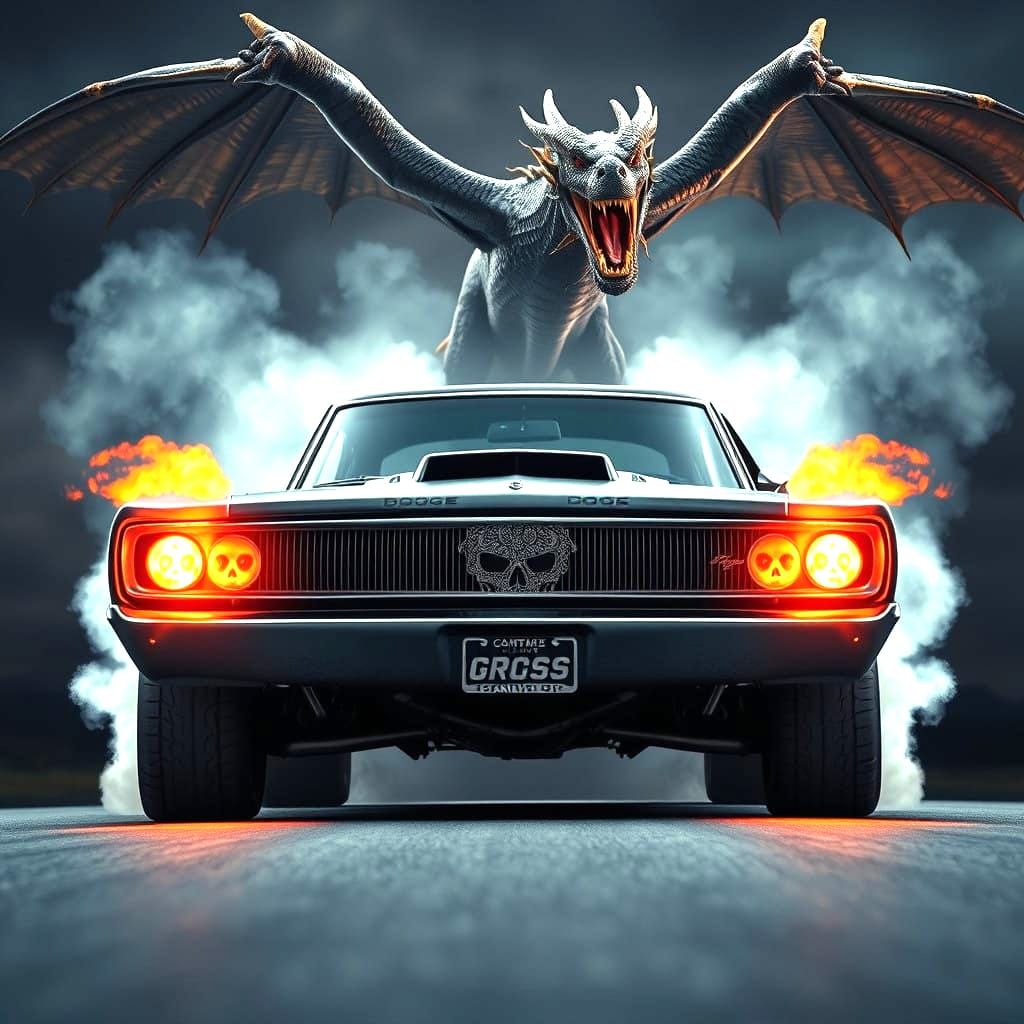1968 Charger, backed by the Dragon.