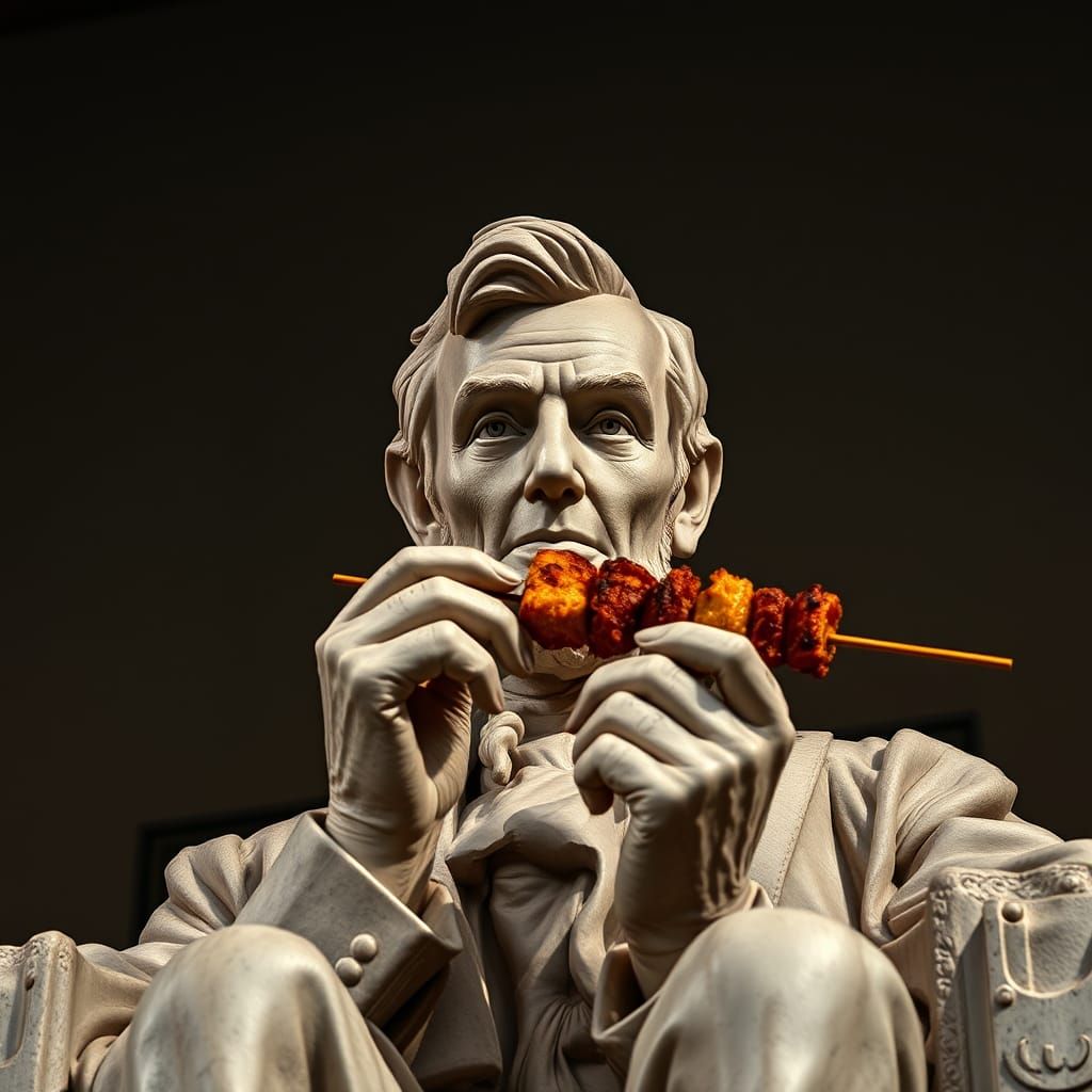 Abraham Lincoln Statue Eats Street Food