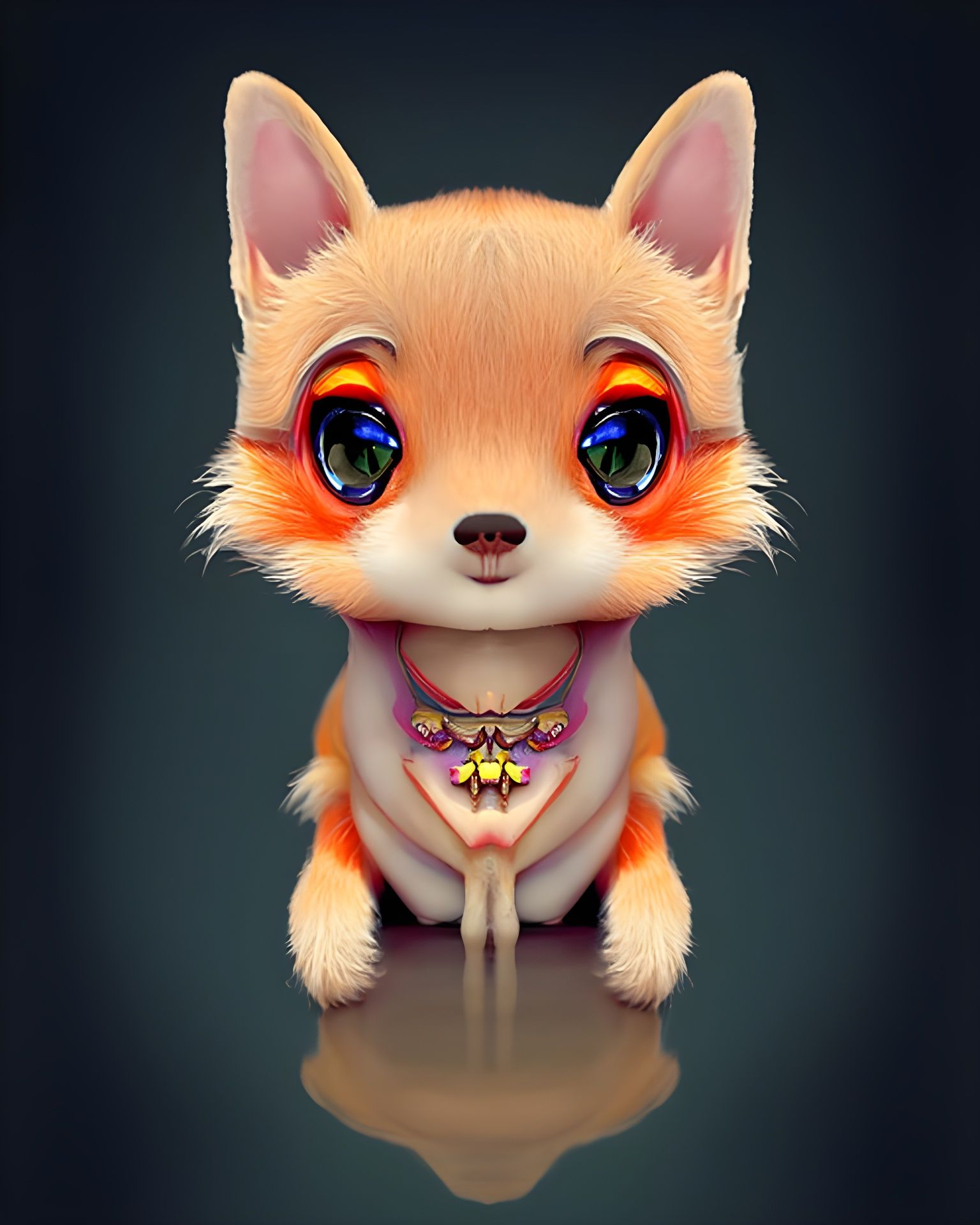 Cute Chibi Fox 3D Illustration