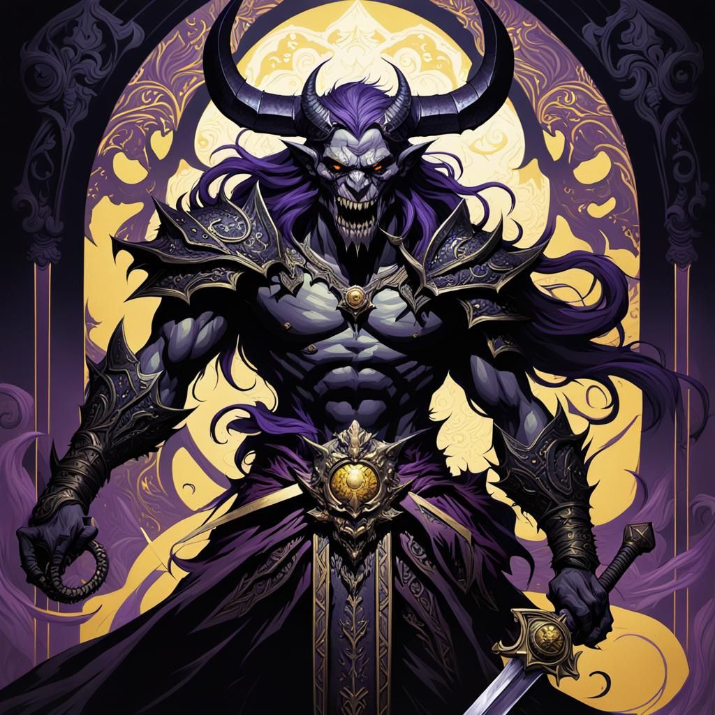 Half Black and White Demon Concept Art