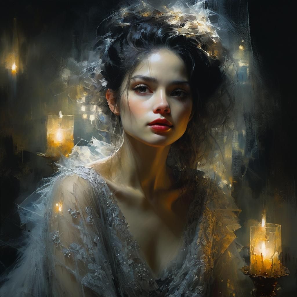 Ethereal Woman Portrait by Candlelight in Fine Art Style
