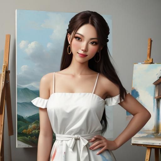 Painter's Model Poses for Portrait