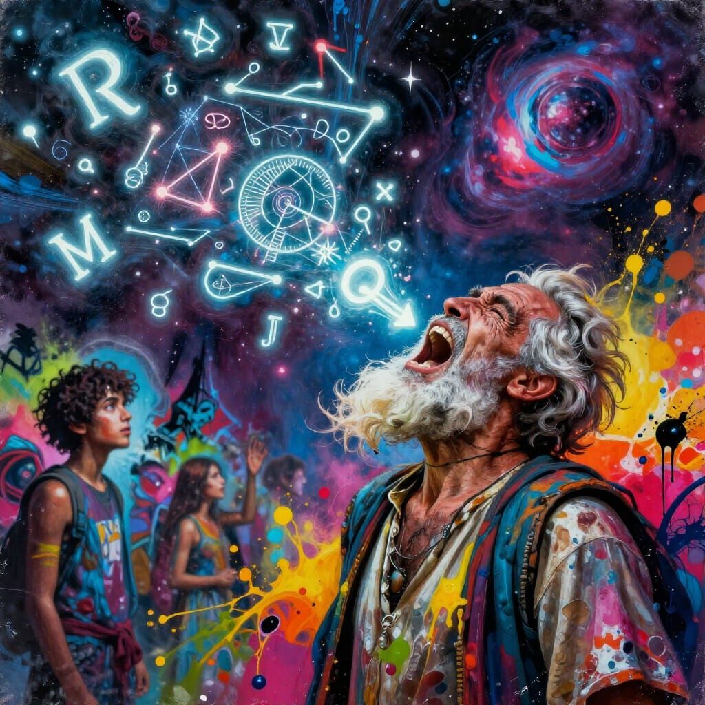 Homeless Man Screams Knowledge into Cosmic Void