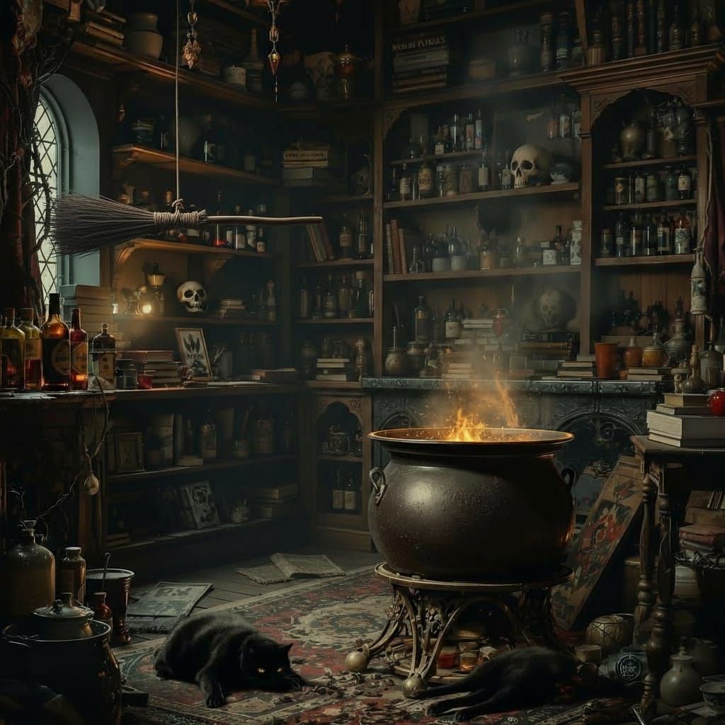 Mystical Forest Scene with Enchanting Elements