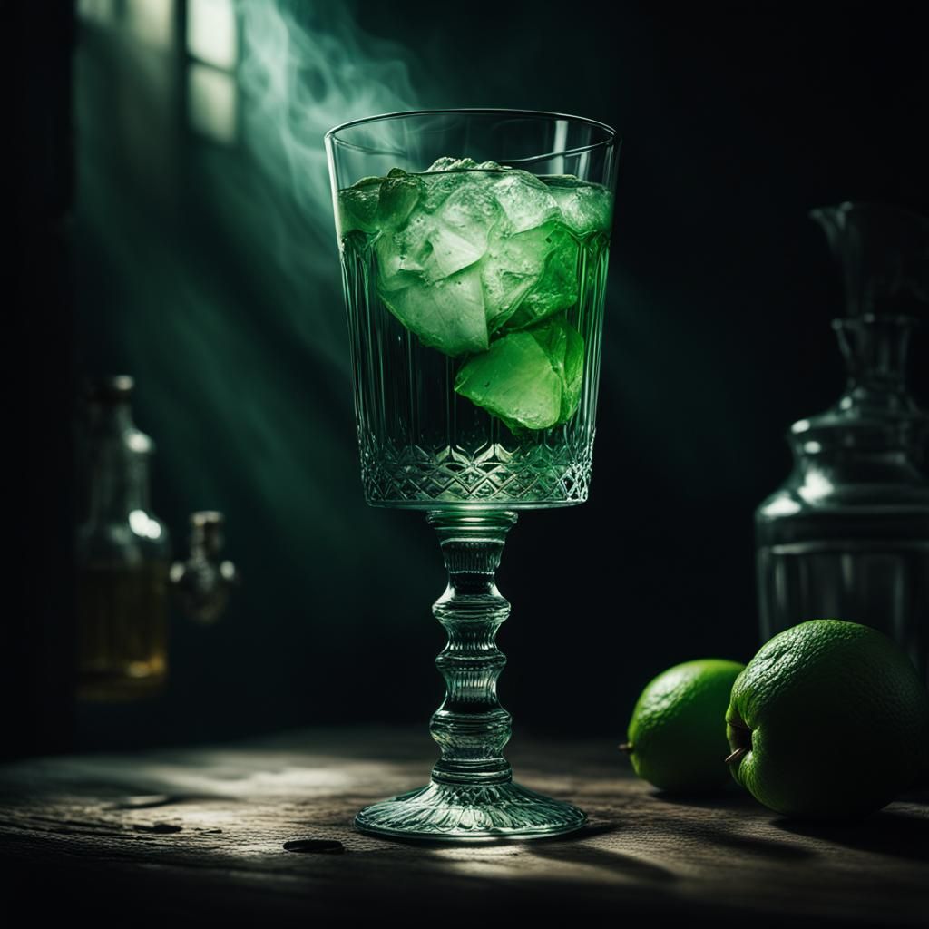 Absinthe Glass with Mysterious Backlighting