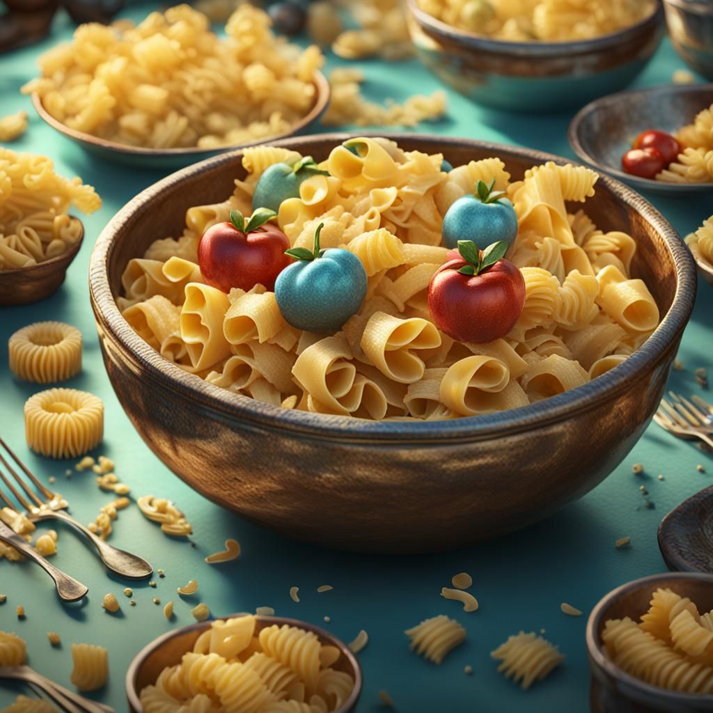 Bow Tie Pasta Art in 3D Cinematic Style