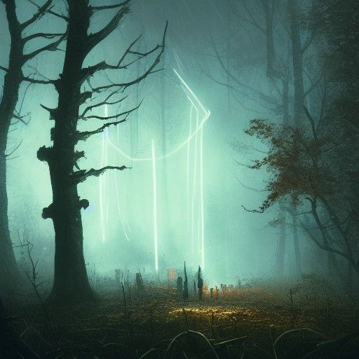 Haunted House in Autumnal Forest: Dark Fantasy Art