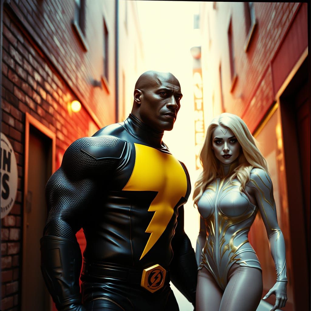 Black Adam and Killer Frost in Noir Alleyway