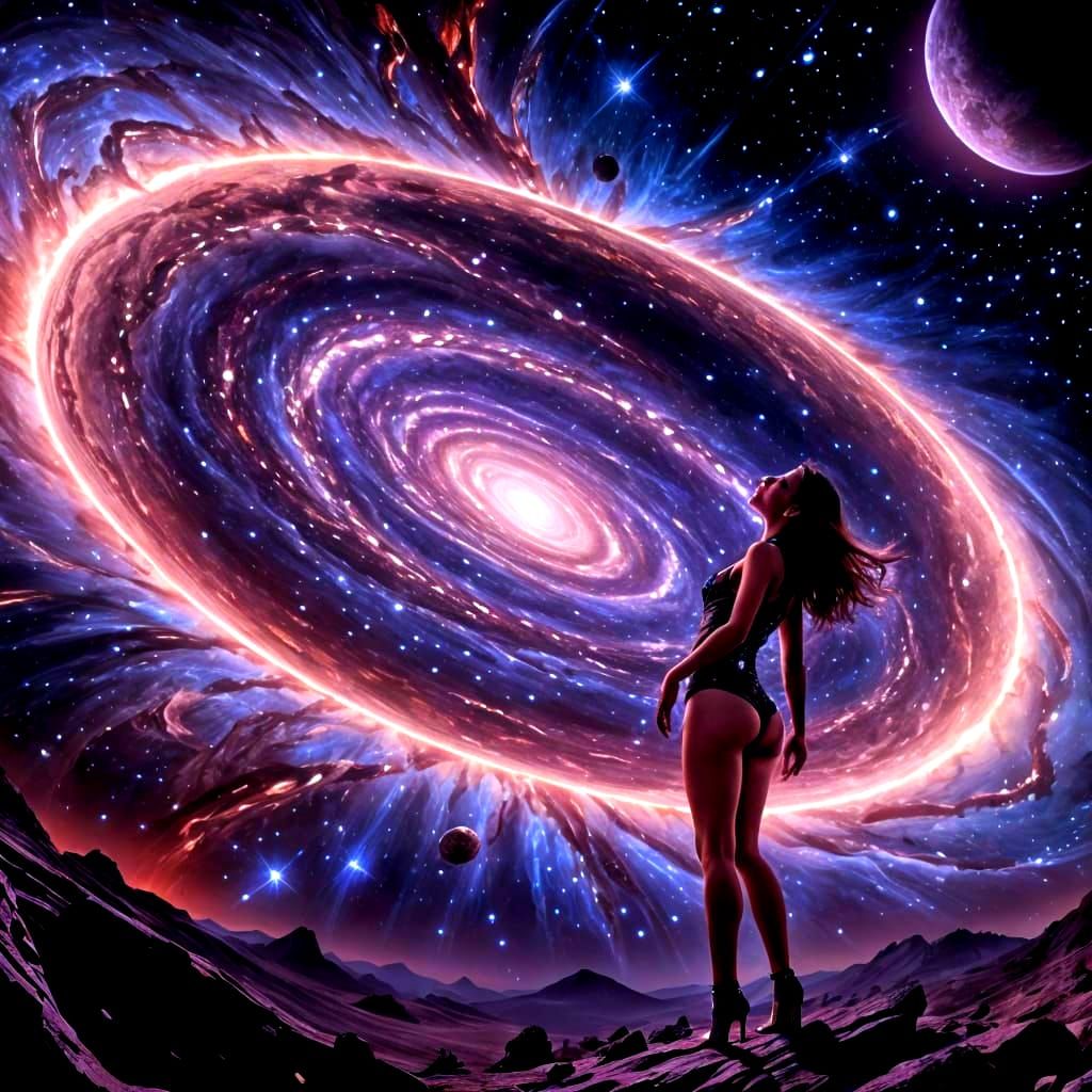 Cosmic Birth: Epic Space Spectacle with Woman