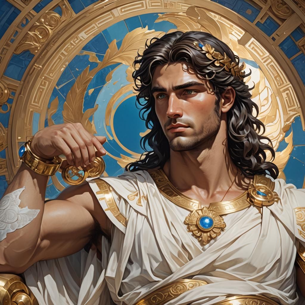 Apollo, Greek God Lounging on Olympus: Digital Portrait
