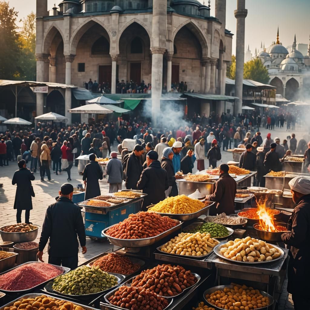Vibrant Street Food Photography Near Blue Mosque