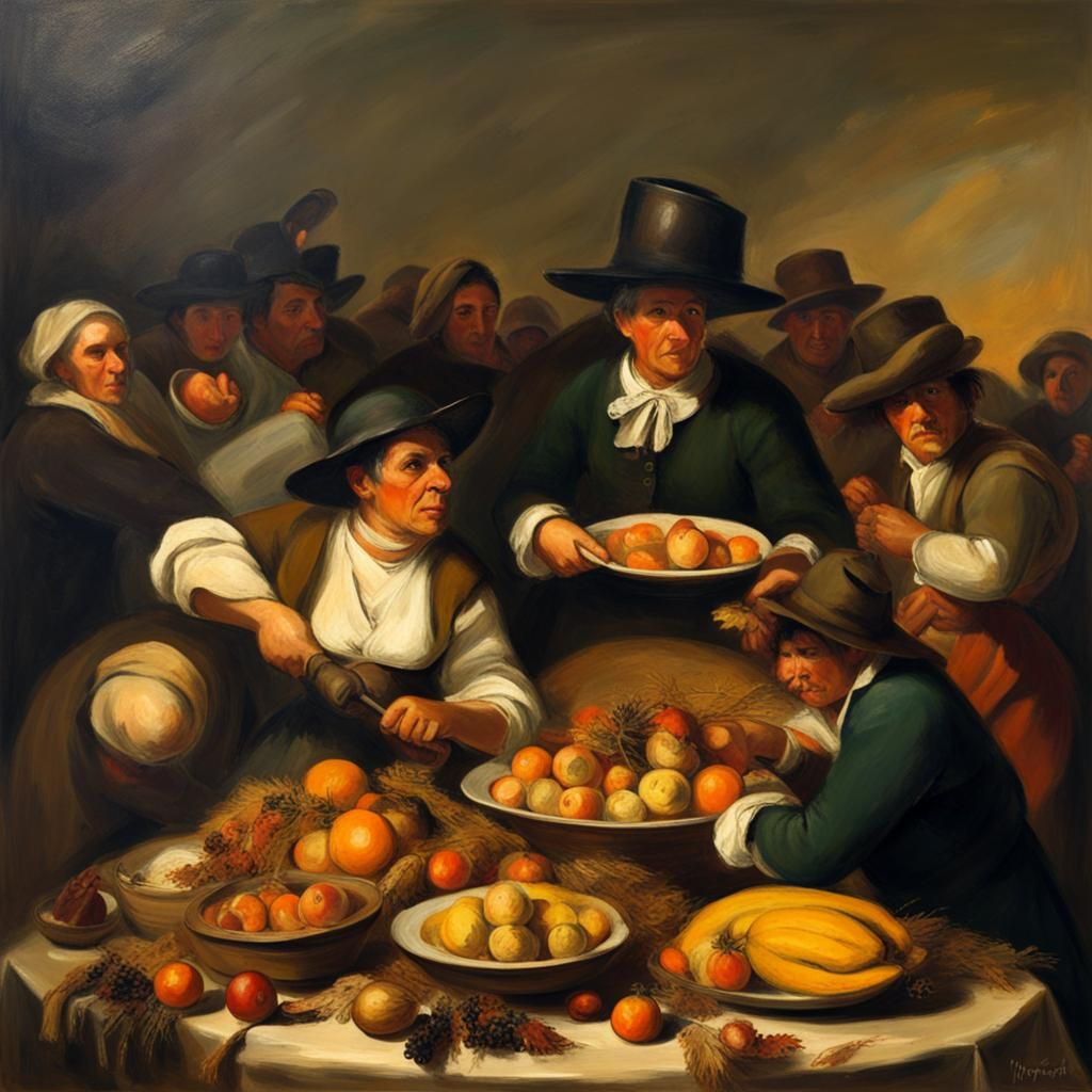 Peasant autum feast in the style of Francisco de Goya