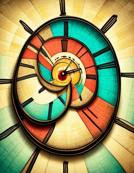 Big clock, 50s, dingbat, abstract, colorful, digital