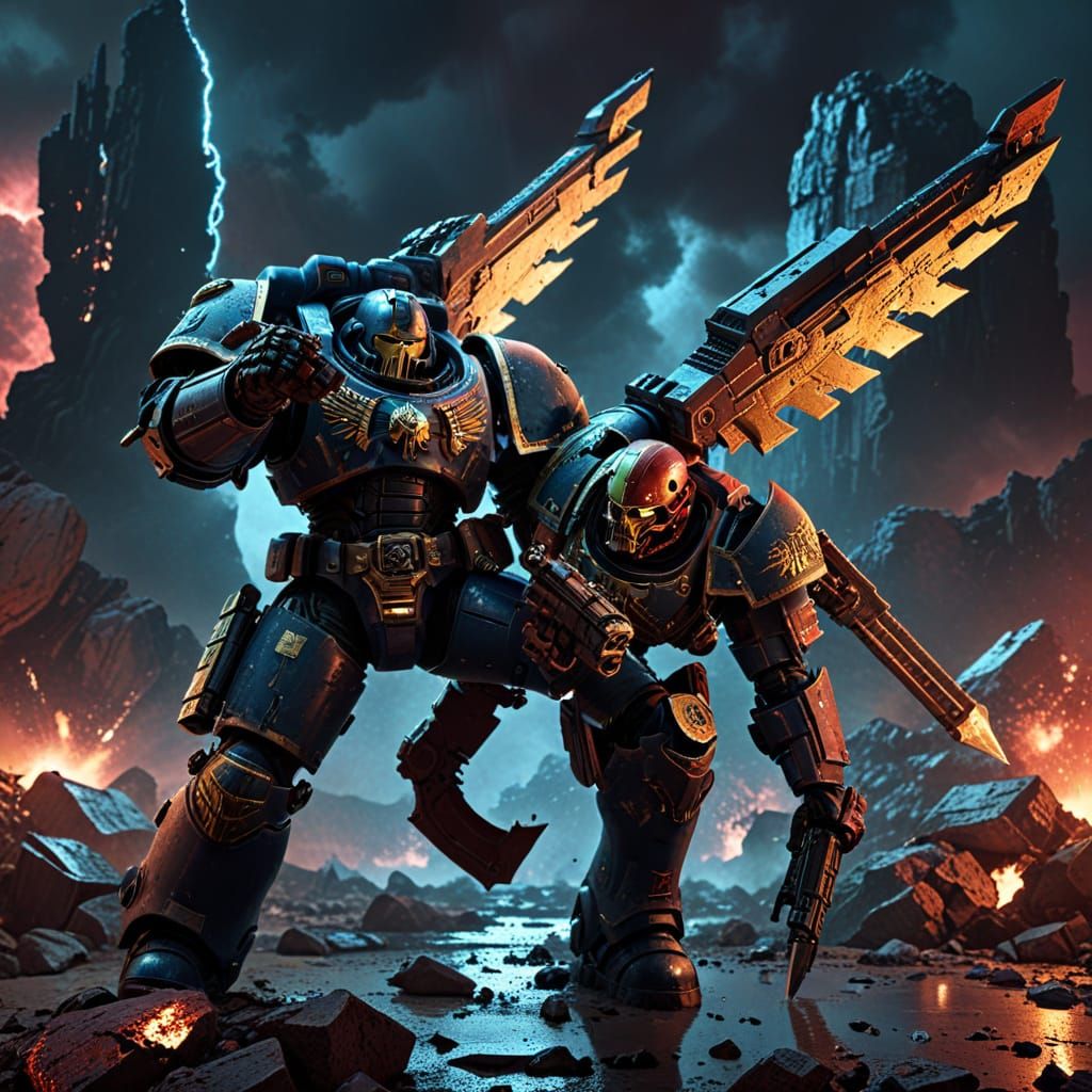 Space Marine Astartes in Power Armor Digital Art