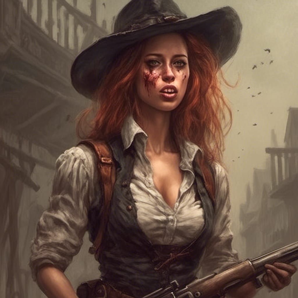 Fantasy Zombie Gunslinger Ready for Combat