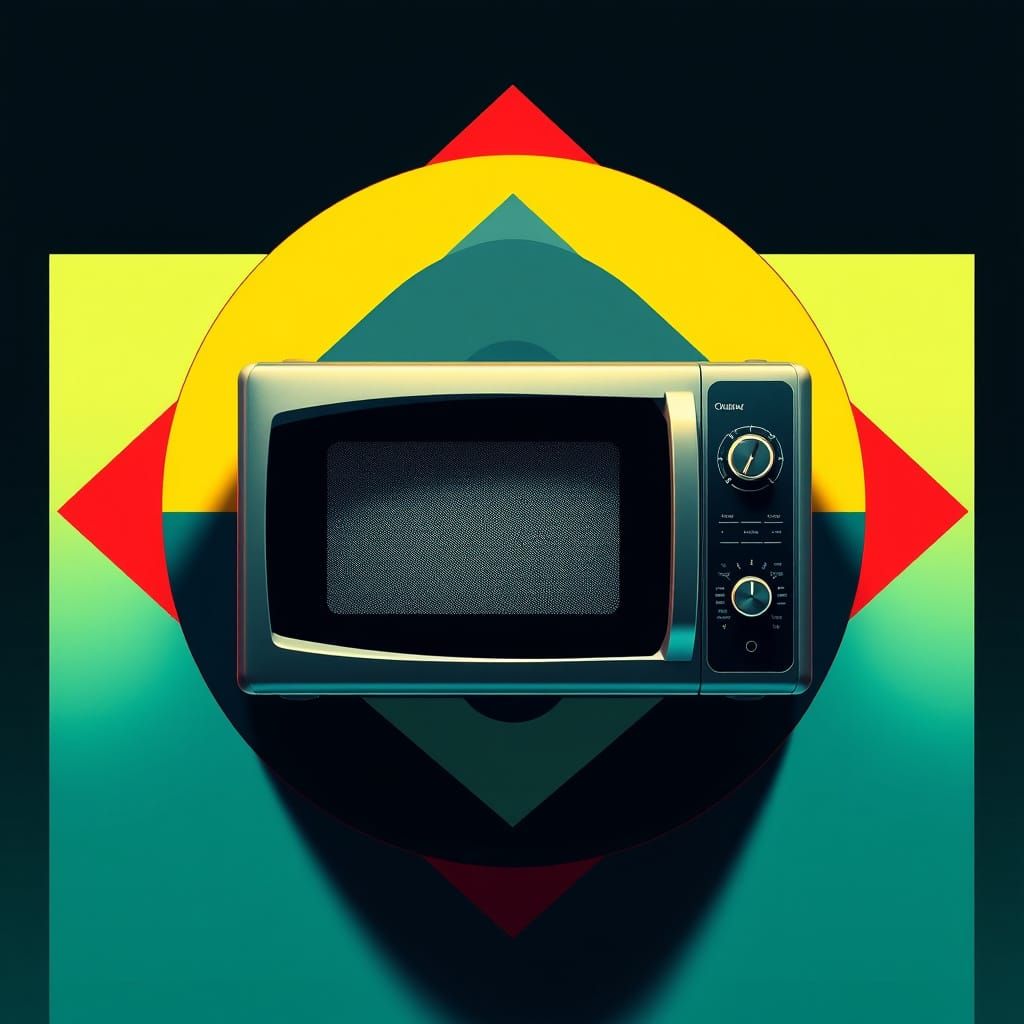 Geometric Microwave Oven in Bauhaus Style