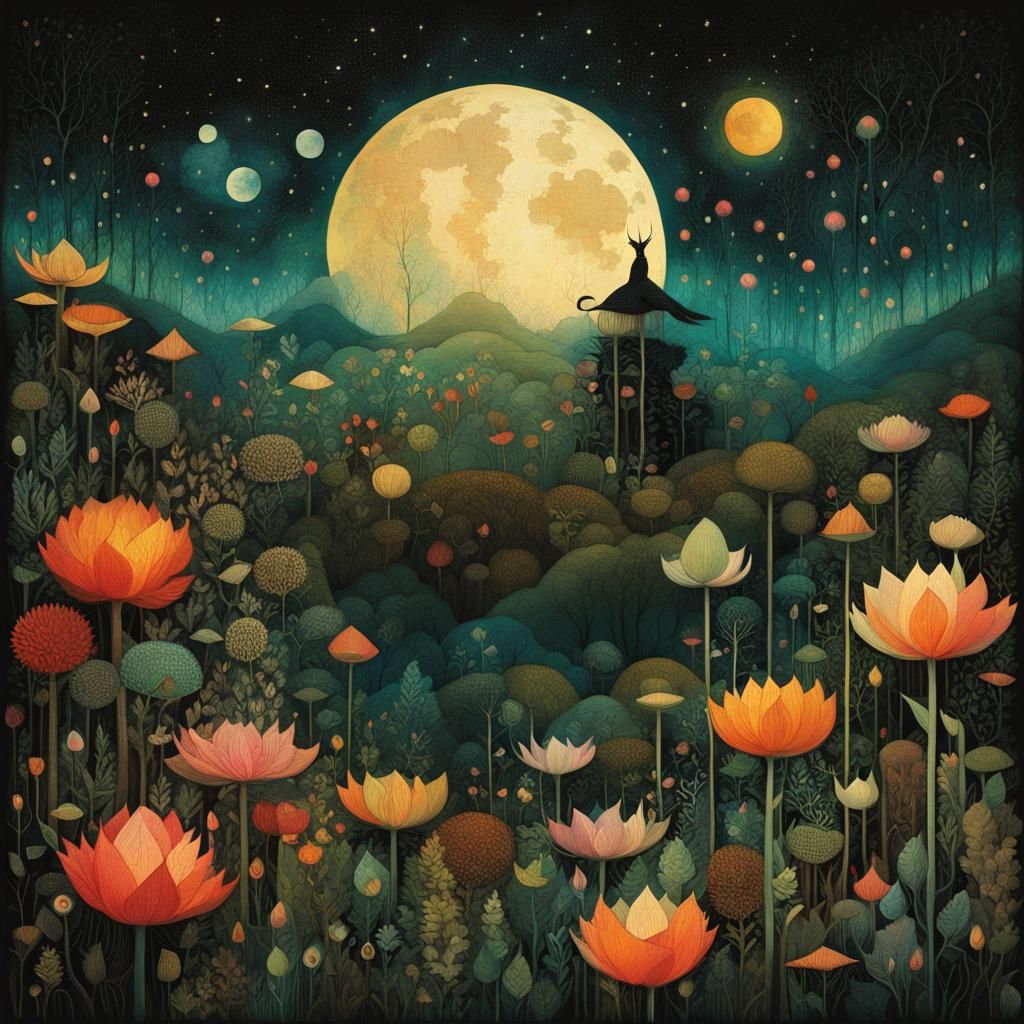 Intricate Floral Collage in Maximalist Style