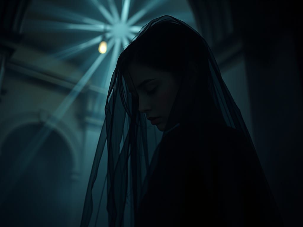 Woman in Shadow: Mystical Dark-Fantasy Portrait