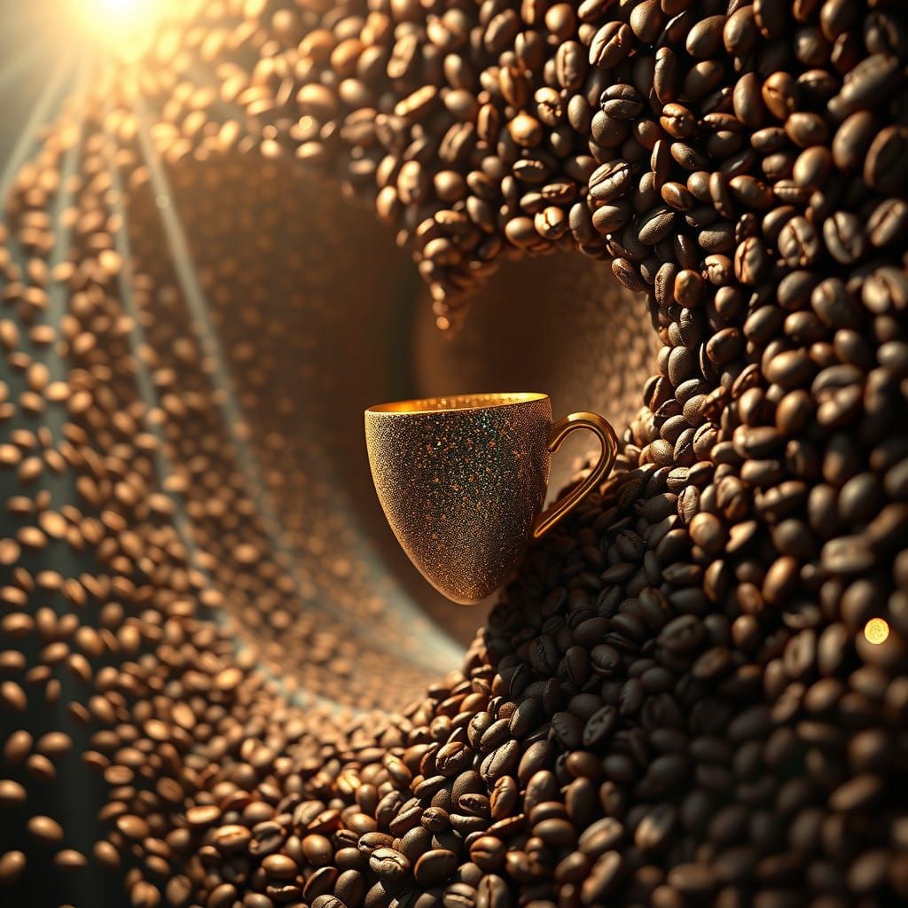 Ethereal Coffee Heart in Opulent Vortex