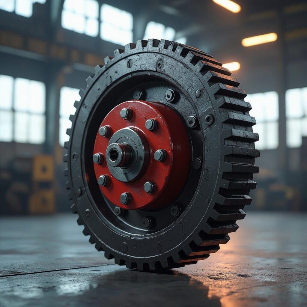 Industrial Flywheel Connected to Brake Drum with Roller Bear...