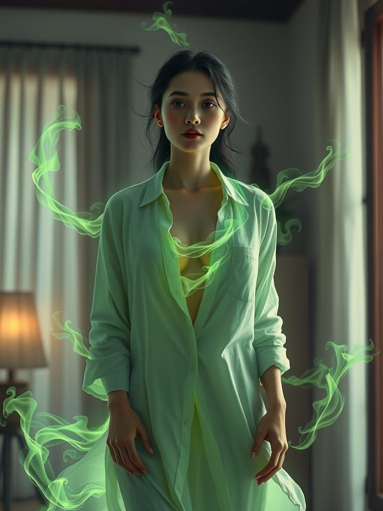 Ethereal Vietnamese Goddess in Flames