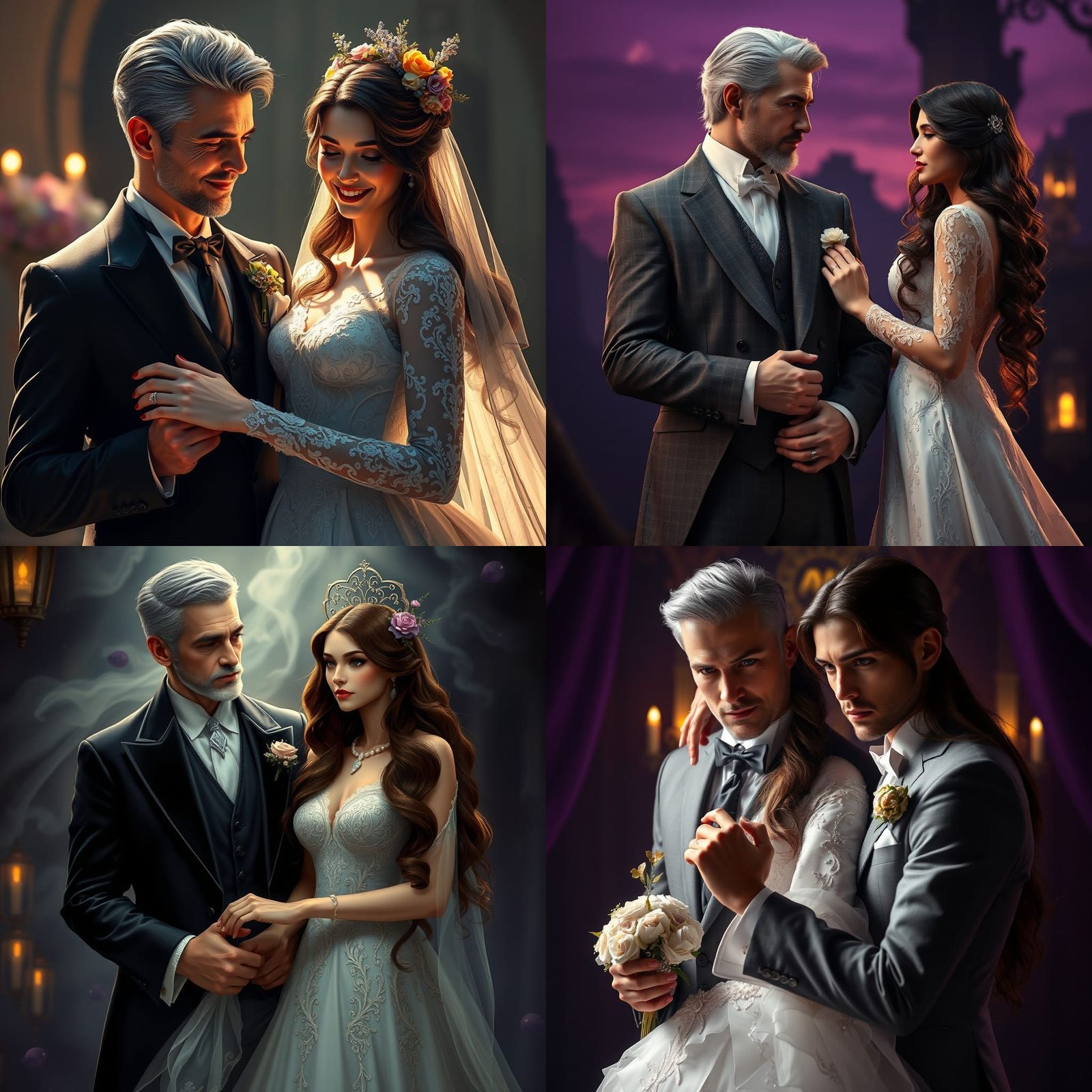 Elderly Couple's Wedding Day, Hyperdetailed Dark Fantasy Art