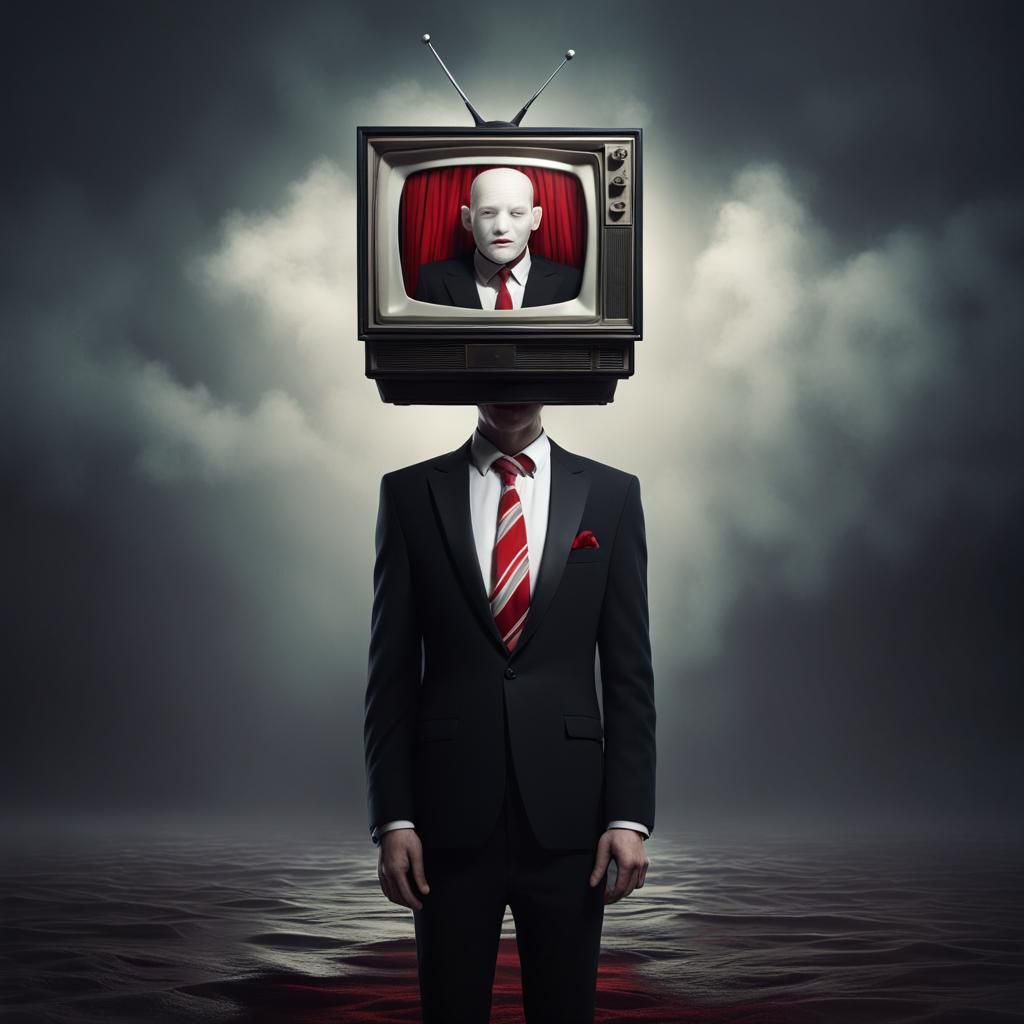 TV Head Man in Dark Tuxedo: Fantasy Concept Art