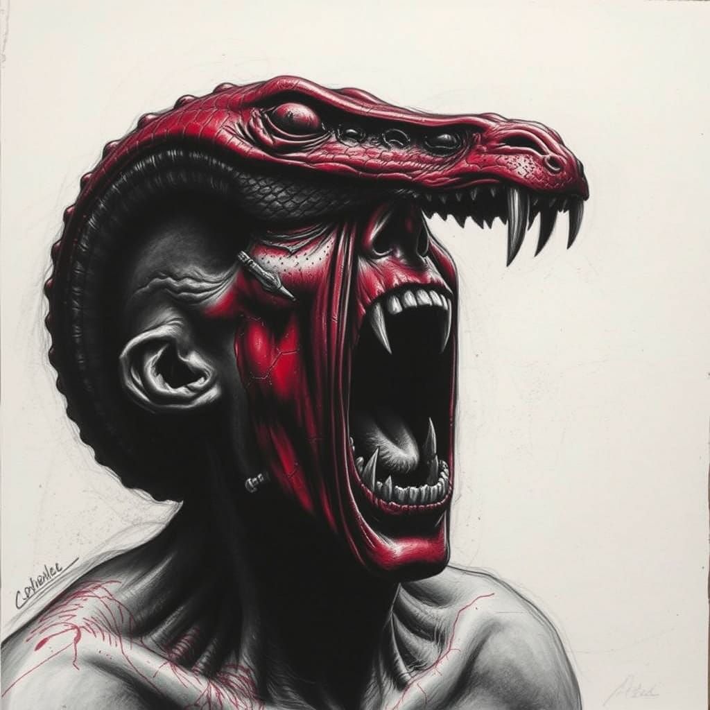 Serpent-Headed Man Screaming in Anguish