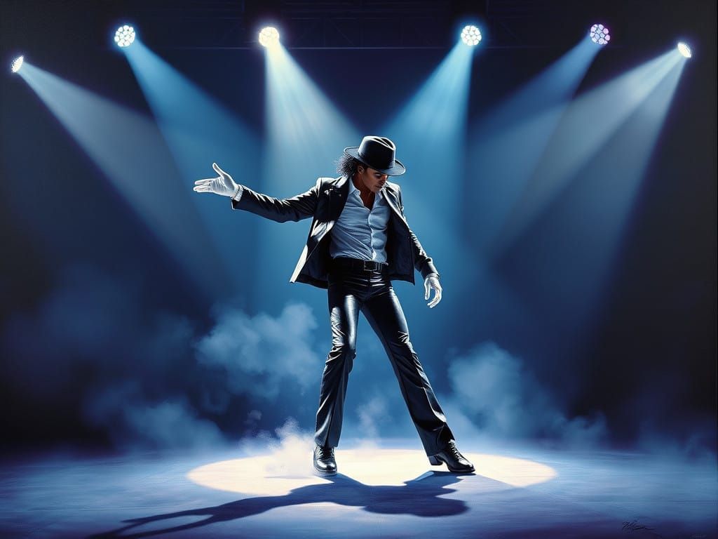 Ethereal King of Pop in Dark, Surreal Dance Scene