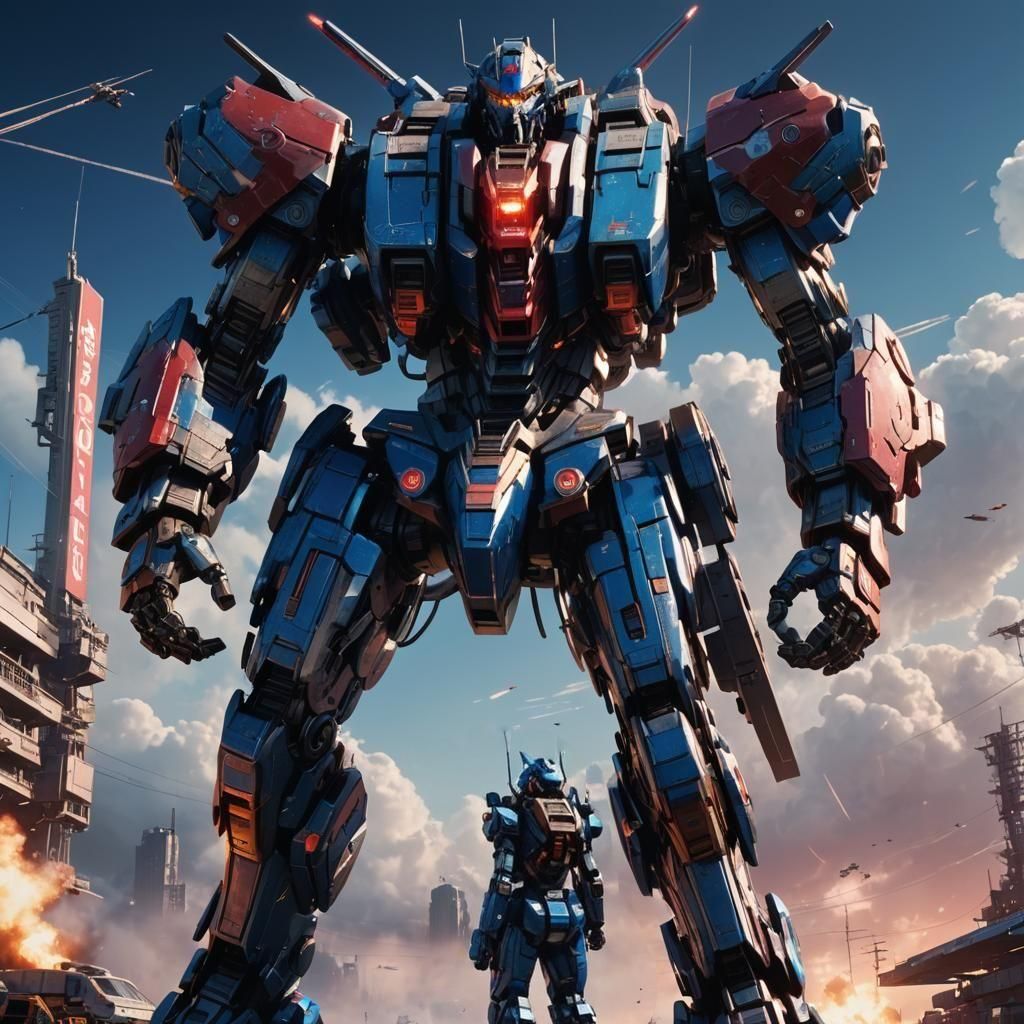 Macross Mech Soaring Through Intersecting Timelines