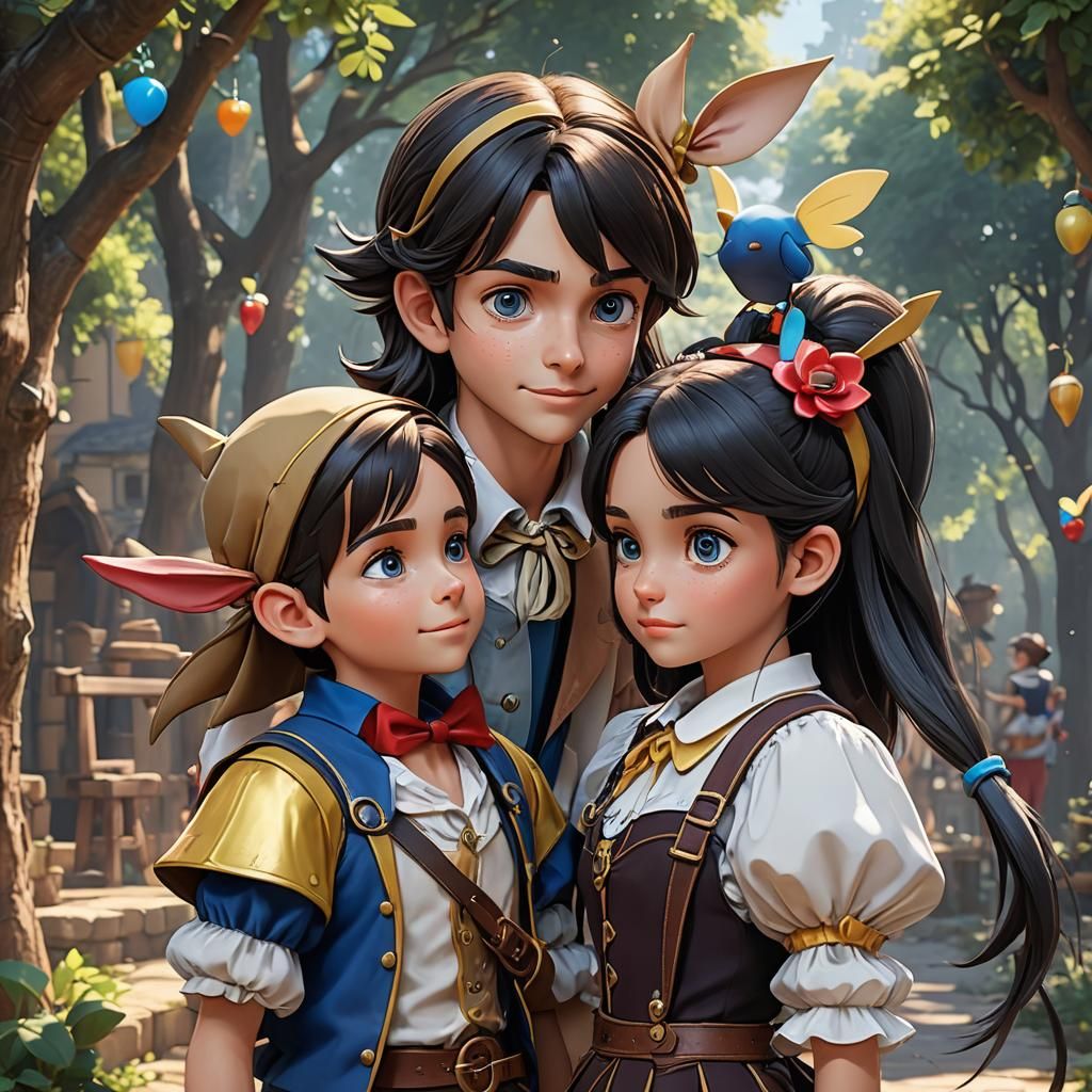 Pinocchio and Malvina in 3D Anime Art