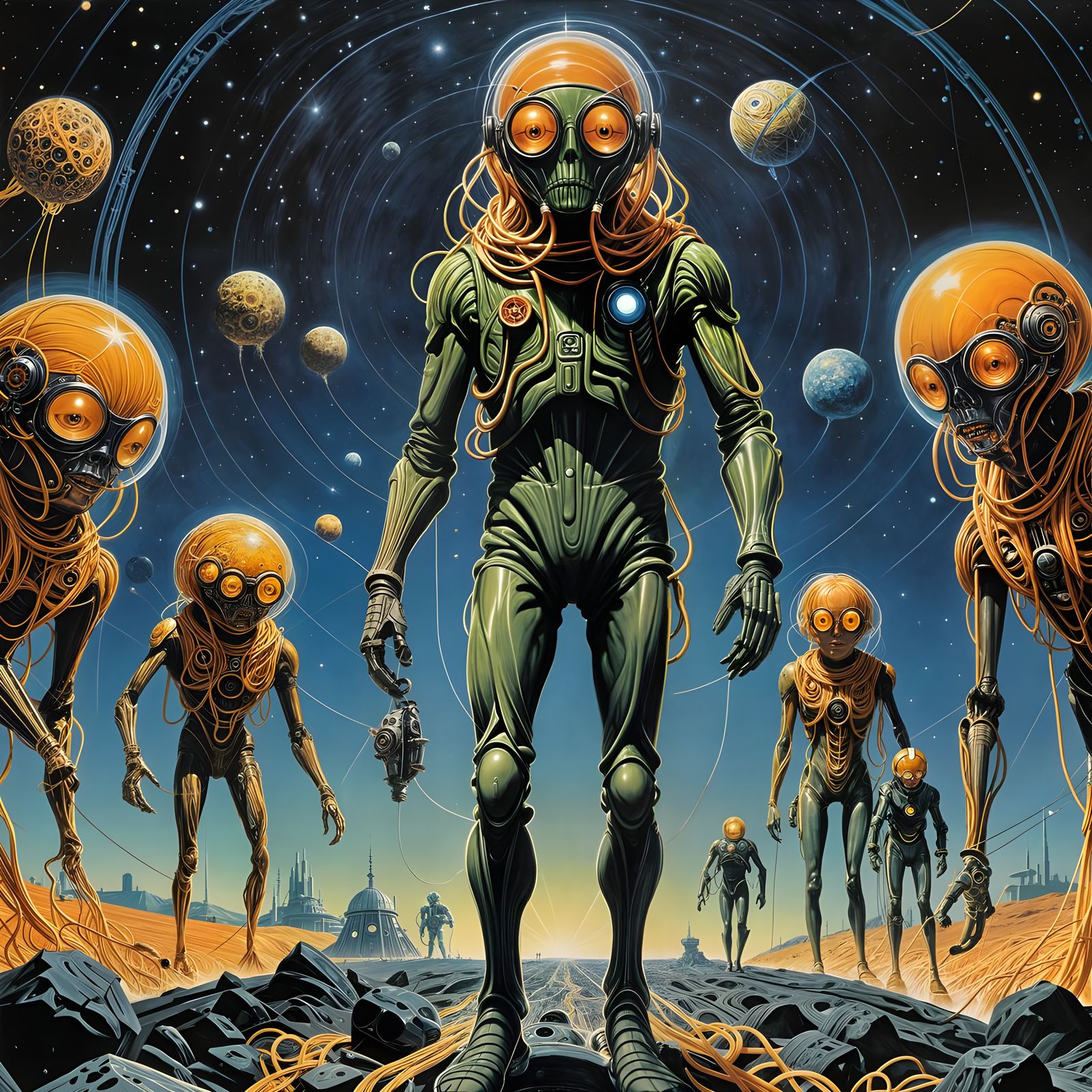 Strange Spaghetti-Legged Politicians: Retro Sci-Fi Art