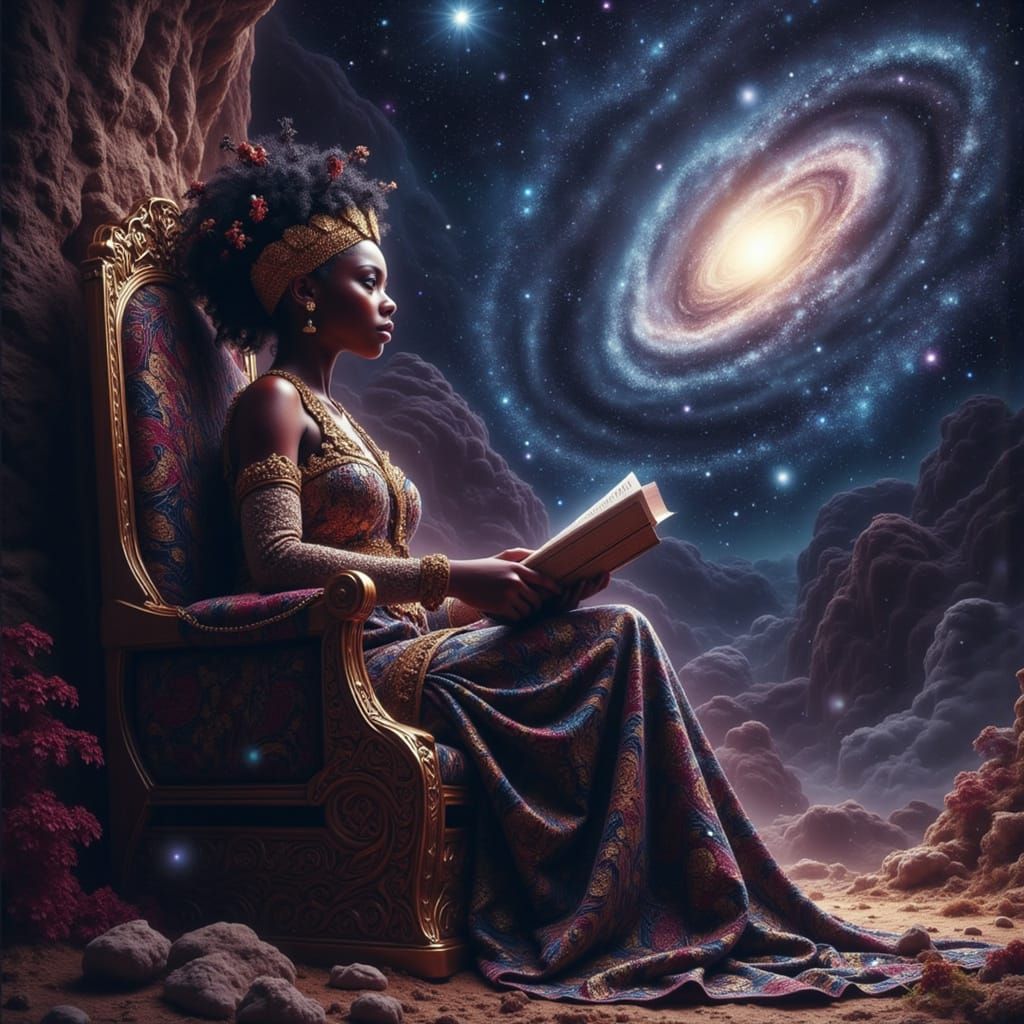 Cosmic African Queen in Detailed Concept Art