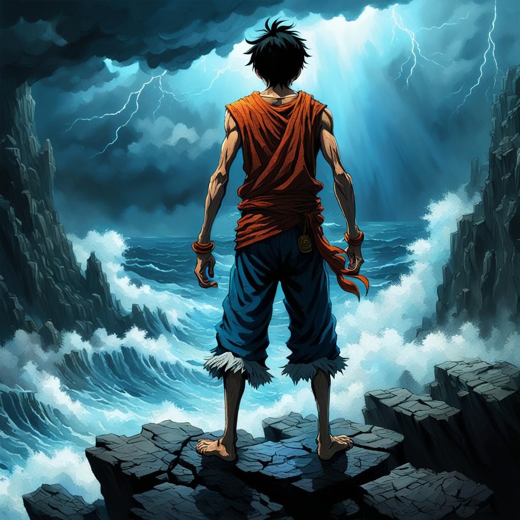Luffy's Ultimate Form Amidst Stormy Seas