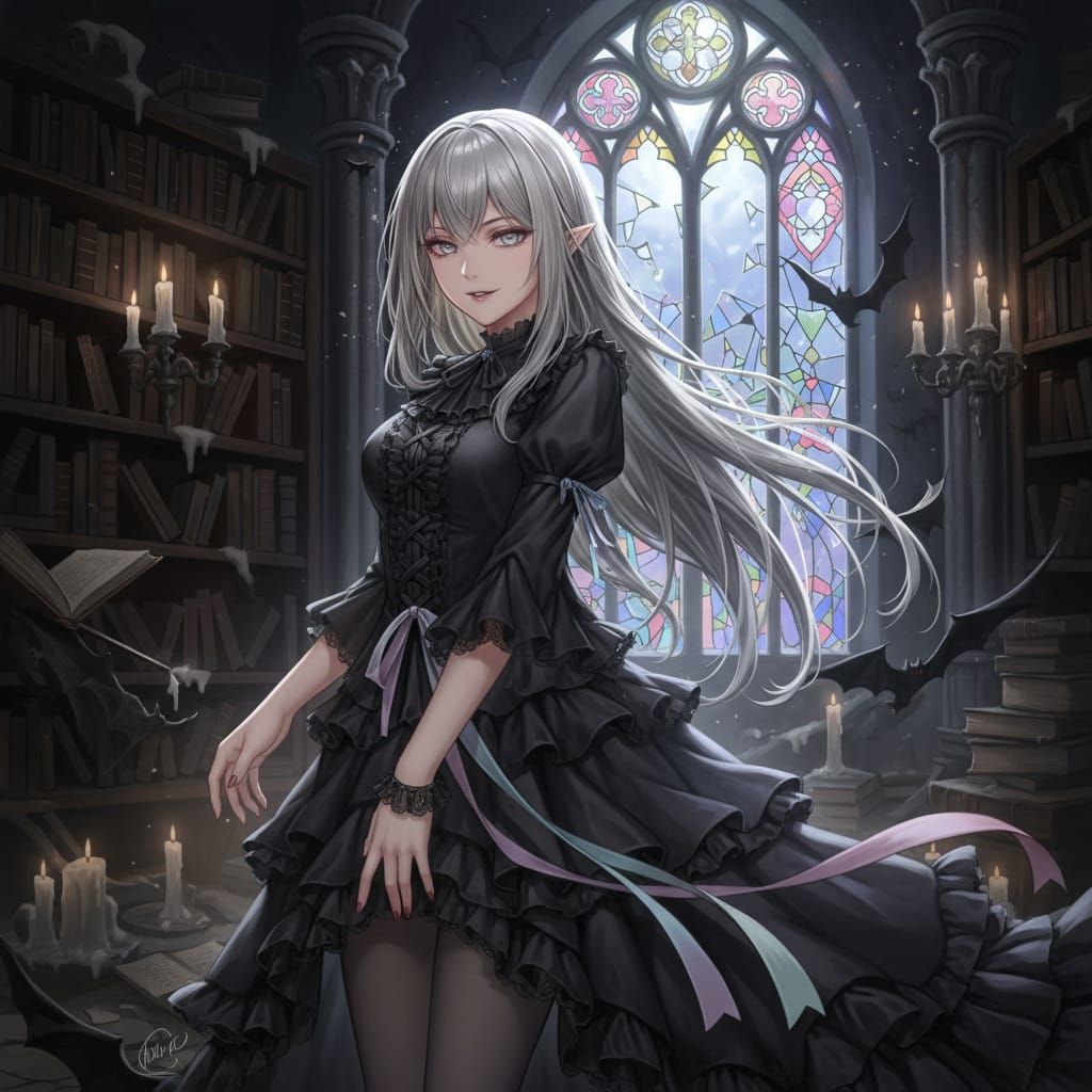 Anime Vampire Portrait in Pastel Shades