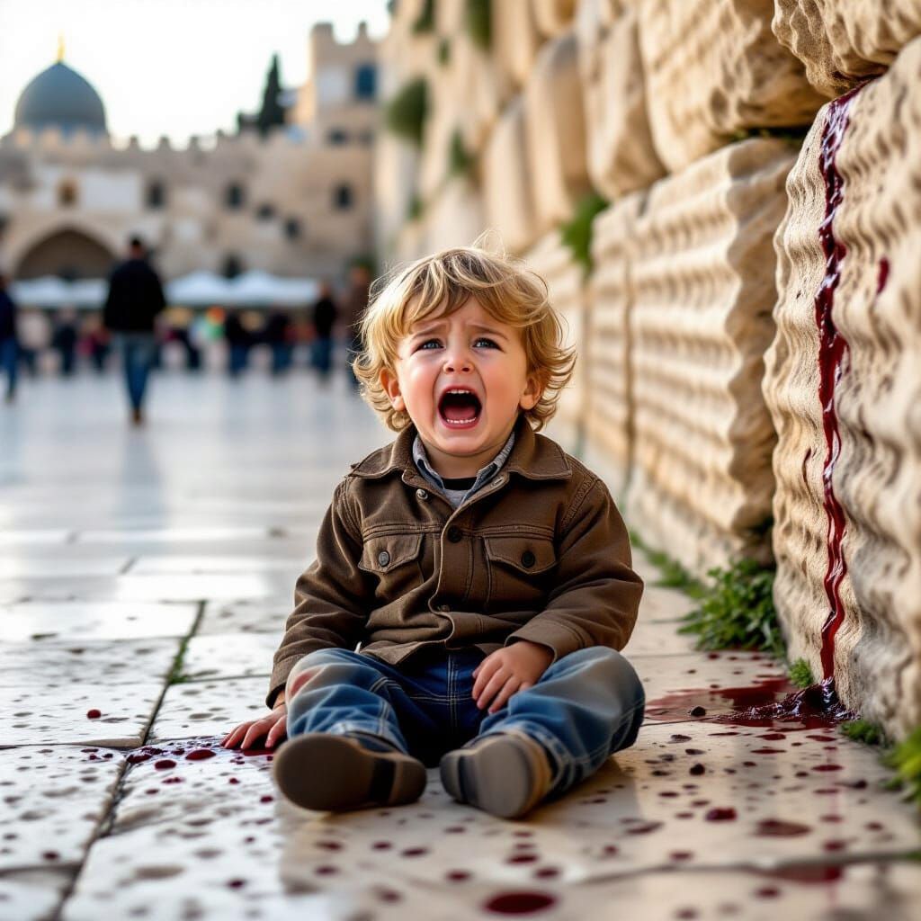 Sorrowful Boy at the Western Wall