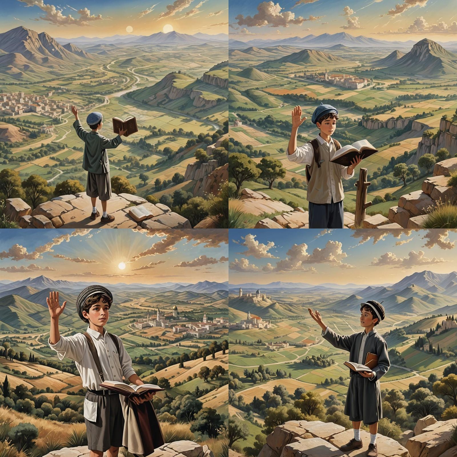Boy with Kippah in Spectacular Landscape